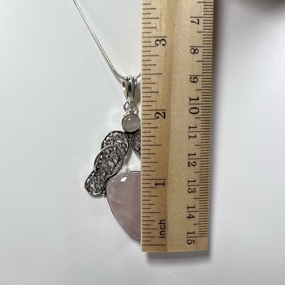 Rose Quartz 925 Gemstone Pendant - Picture 2 of 3